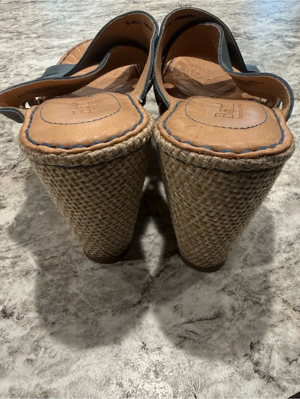 Born Women's Teal Leather Crossover Slide Sandals